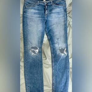 rag & bone Women's Blue Distressed Skinny Jeans